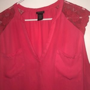 Lace cap sleeve blouse